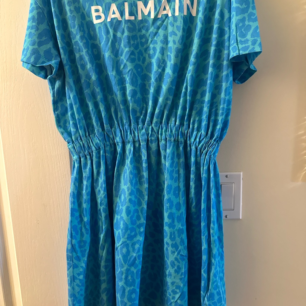 Balmain Vibrant Blue Animal Print Dress